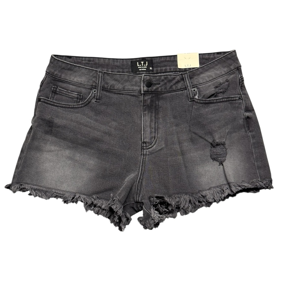 Letter to Juliet Washed Black Denim‎ Shorts Womens XL NWT Distressed Casual Boho